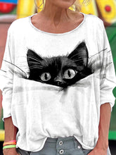 Load image into Gallery viewer, Cute Sleeping Cat Art Print Crew Neck T-shirt