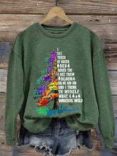 Load image into Gallery viewer, Retro Hippie Christmas I See Trees Of Green, Red Roses Too I See Them Bloom For Me And You And I Think To Myself What A Wonderful World Print Sweatshirt