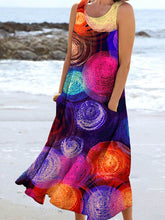 Load image into Gallery viewer, Women's Seaweed Floral Pattern Resort Style Vest with Pockets Dress
