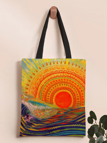 Vintage Art Print Hippie Shoulder Canvas Bag