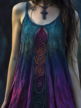 Load image into Gallery viewer, Vintage Celtic Knot Gradient Lace Linen Halter Dress