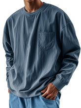Load image into Gallery viewer, Men's Fashionable Round Neck Casual Pocket Long Sleeve Top