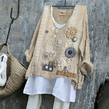 Load image into Gallery viewer, Cottage Floral Lace Embroidered Fiber Art Linen Blend Tunic