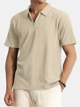 Load image into Gallery viewer, Men's Solid Color Waffle Casual Daily Short Sleeve Polo Shirt