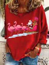 Load image into Gallery viewer, Women&#39;s Christmas Flamingo Print Casual Sweatshirt