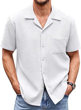 Load image into Gallery viewer, Men's Cuban Collar Pocket Waffle Basic Simple Everyday Casual Shirt