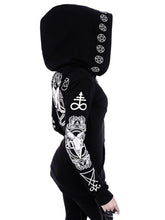 Load image into Gallery viewer, Gothic Style Dark Print Long Sleeve Hooded Long Women&#39;S Sweater