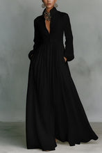 Load image into Gallery viewer, Casual Cotton Linen Maxi Dress High Waist Stand Collar Daily