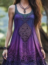 Load image into Gallery viewer, Vintage Lace Celtic Totem Printed Women's Linen Vest Dress