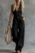 Load image into Gallery viewer, V-Neck Front-Button Sleeveless Jumpsuit