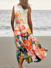Load image into Gallery viewer, Women's Floral  Art Print Casual Linen Dress