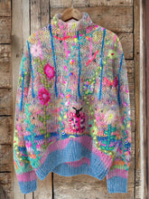 Load image into Gallery viewer, Vintage Floral Print Turtleneck Knitted Cozy Pullover Sweater