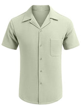 Load image into Gallery viewer, Men's Cuban Collar Pocket Waffle Basic Simple Everyday Casual Shirt