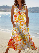 Load image into Gallery viewer, Women's Floral  Art Print Casual Linen Dress