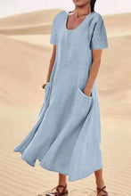 Load image into Gallery viewer, JFN Cotton &amp; Linen Solid Color Loose Casual Pocket Dress