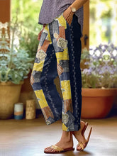 Load image into Gallery viewer, Women's Japanese Patchwork Floral Embroidery Casual Linen Pants