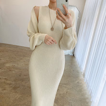 Load image into Gallery viewer, Temperament Round Neck Knitted Dress Two-Piece Set