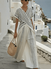 Load image into Gallery viewer, Women'S Loose Striped Resort Pants Set