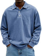 Load image into Gallery viewer, Men's Fashion Retro Washed Distressed Cotton Lapel Long Sleeve Polo Shirt