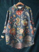 Load image into Gallery viewer, Women&#39;s Vintage Floral Art Print Casual Cotton And Linen Shirt