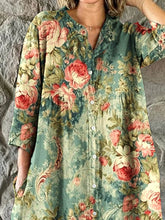 Load image into Gallery viewer, Women's  Floral Art Print Elegant Simple  Cotton Shirt Dress