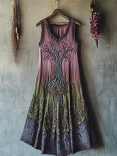 Load image into Gallery viewer, Vintage Viking Tribal Celtic Knot Life Of Tree Lace Patchwork Art Linen Tank Dress