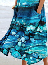 Load image into Gallery viewer, Women's Beachy Watercolour Stripes Beach Art Print Pocket Casual Resort Comfort Maxi Dress
