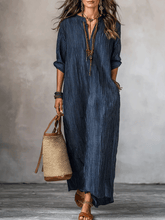 Load image into Gallery viewer, Nomadic Indigo Loose-Fit Maxi Dress