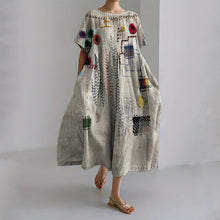 Load image into Gallery viewer, Colorful Embroidered Japanese Sashiko Art Linen Blend Maxi Dress