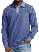 Load image into Gallery viewer, Men's Retro Lapel Button Casual Solid Color Long Sleeve Polo Shirt