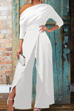 Load image into Gallery viewer, Beautiful One-Shoulder Pleated Wide-Leg Jumpsuit