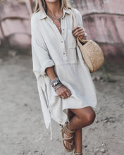 Load image into Gallery viewer, Casual Loose Cotton And Linen V-neck Dress
