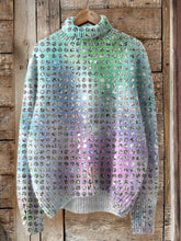 Load image into Gallery viewer, Vintage Glitter Pattern Art Print Knit Turtleneck Pullover Sweater