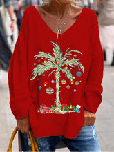 Load image into Gallery viewer, Women's Christmas Palm Tree Printed V-Neck Top