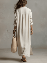 Load image into Gallery viewer, Vintage Lightweight Linen Maxi Shirt Dress In Natural Cream