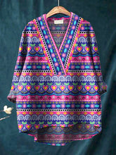 Load image into Gallery viewer, Lovely Ethnic Style Pattern Printed Women's Casual Cotton And Linen V-Neck Shirt