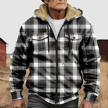 Load image into Gallery viewer, Vintage Plaid Print Pocket Fleece Hoodie Jacket