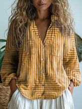 Load image into Gallery viewer, Modern Geometric Pattern Printed Women's Casual Long Sleeve Comfortable Cotton Shirt