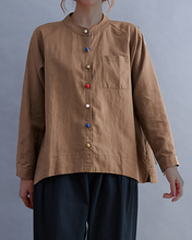 Load image into Gallery viewer, Vintage Cotton and Linen Chic Long-sleeved Button-down Loose Shirt