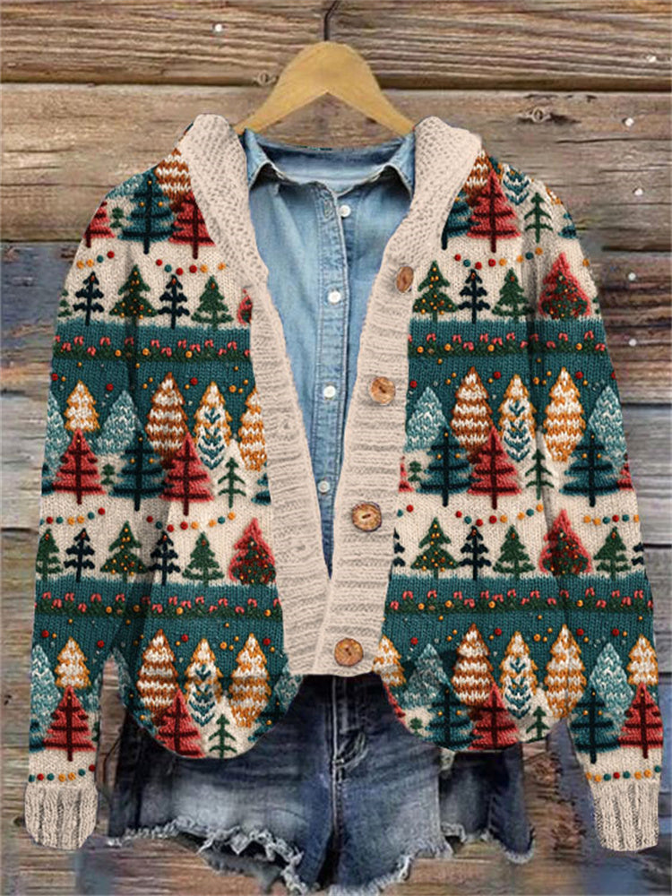 Christmas Tree Cozy Knit Cardigan Sweater