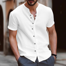 Load image into Gallery viewer, Men's Vintage Button Cotton Linen Short Sleeve Shirt