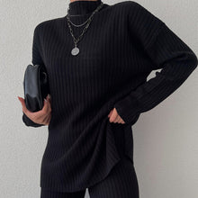 Load image into Gallery viewer, Women&#39;s Casual Half High Collar Solid Color Knitted Two-piece Suit