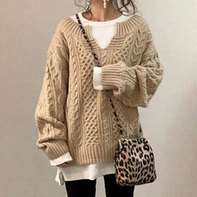 Load image into Gallery viewer, Casual Knit V Neck Linen Pattern Sweater