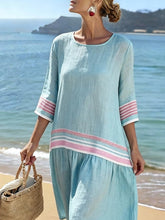 Load image into Gallery viewer, Women'S Casual Color-Block Cotton And Linen Dress