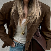 Load image into Gallery viewer, Vintage Brown Lapel Suede Coat