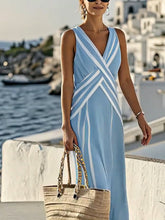 Load image into Gallery viewer, Women'S V-Neck Sleeveless Striped Holiday Loose Dress