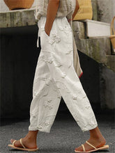 Load image into Gallery viewer, Floral Lace Embroidered Linen Blend Casual Pants