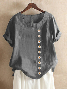 Women's Daisy Round Neck Loose Blouse