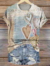 Load image into Gallery viewer, Retro Heart Graphic Casual Tee d69e