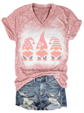 Load image into Gallery viewer, Valentine's Glitter Gnome V-Neck T-Shirt